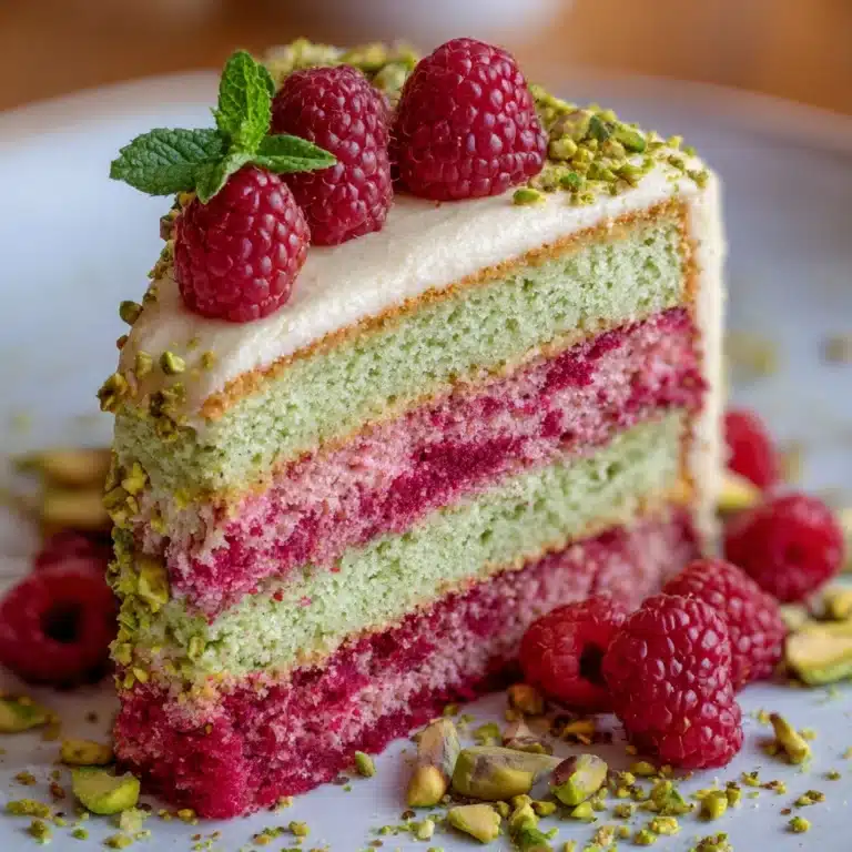 Sweet Pistachio Raspberry Layer Cake Recipe