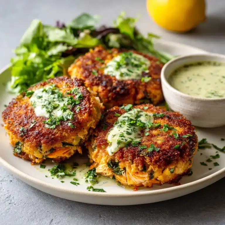 Easy Salmon Patties with Lemon-Garlic Sauce Recipe