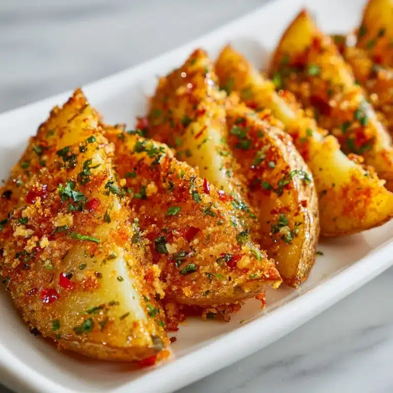 Baked Garlic Parmesan Potato Wedges Recipe