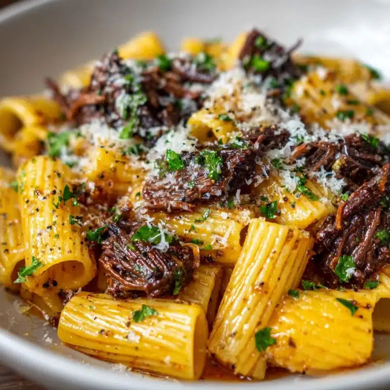 Garlic Butter Steak Tips with Cheesy Rigatoni Recipe