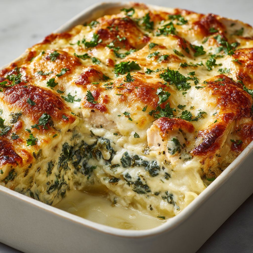 Spinach Artichoke Chicken Casserole Recipe - Recipe Image