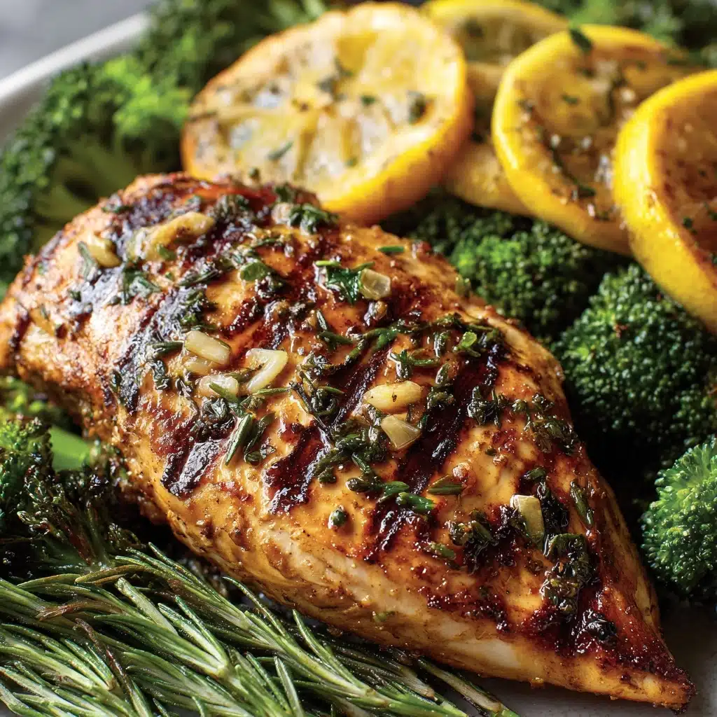 Grilled Lemon Garlic Chicken with Roasted Broccoli Recipe