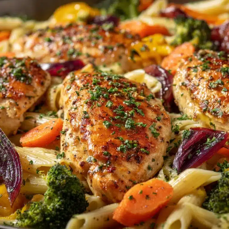 Honey Garlic Chicken with Roasted Veggie Penne Recipe