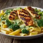 Tuscan Chicken with Creamy Broccoli Alfredo Penne Recipe