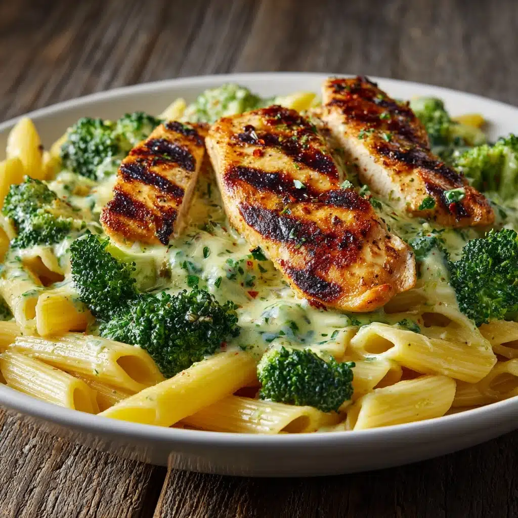 Tuscan Chicken with Creamy Broccoli Alfredo Penne Recipe