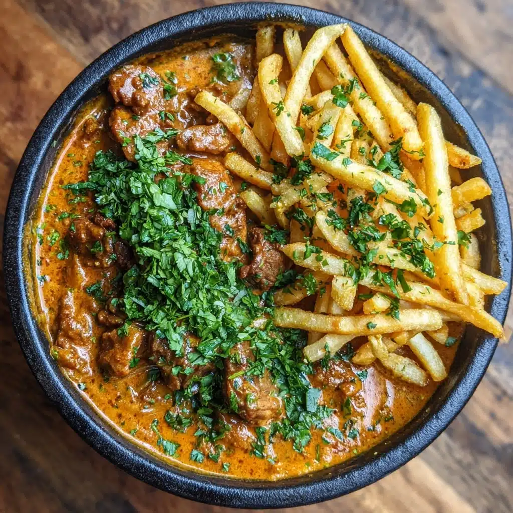 Creamy Butter Chicken in Garlic-Infused Sauce with Golden Crispy Fries Recipe