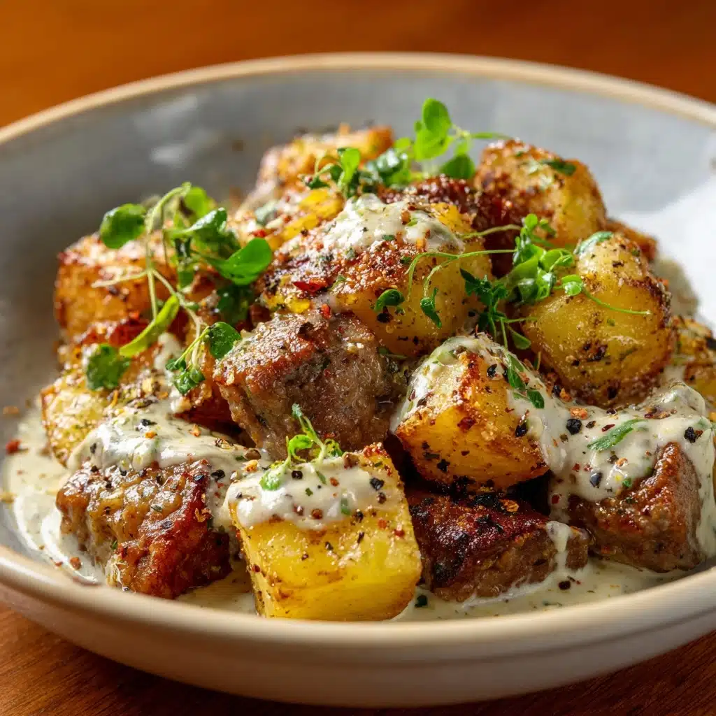 One-Pan Creamy Meat & Potato Skillet Recipe - Recipe Image