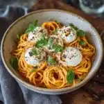 Creamy Red Pepper Pasta with Burrata & Herbs Recipe