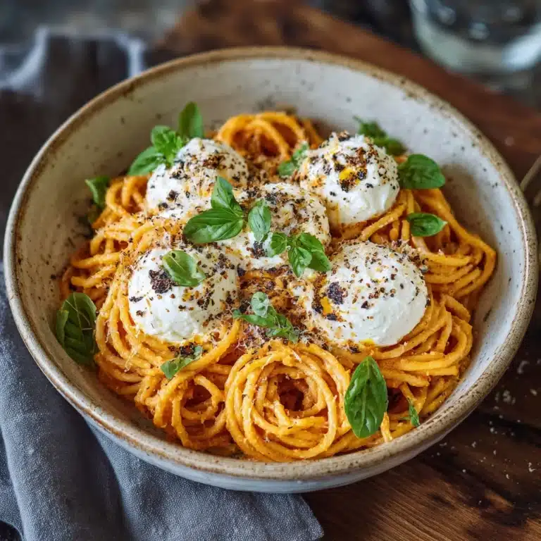 Creamy Red Pepper Pasta with Burrata & Herbs Recipe