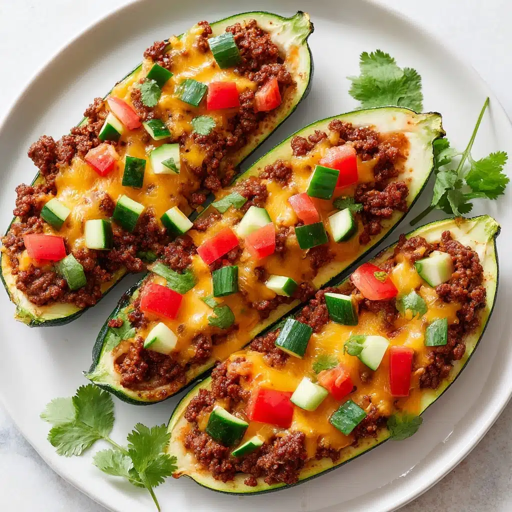 Ground Turkey Taco Stuffed Zucchini Boats Recipe - Recipe Image