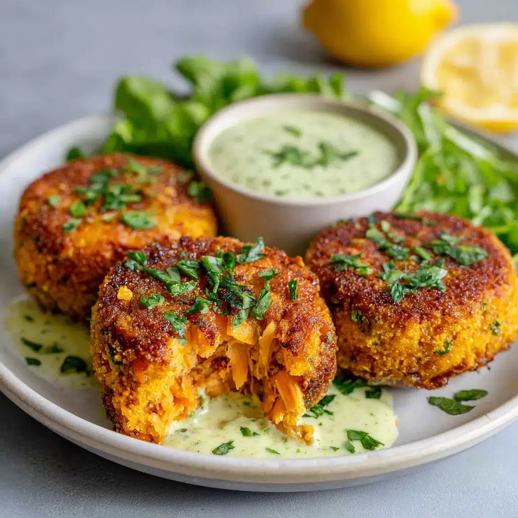 Easy Salmon Patties with Lemon-Garlic Sauce Recipe - Recipe Image