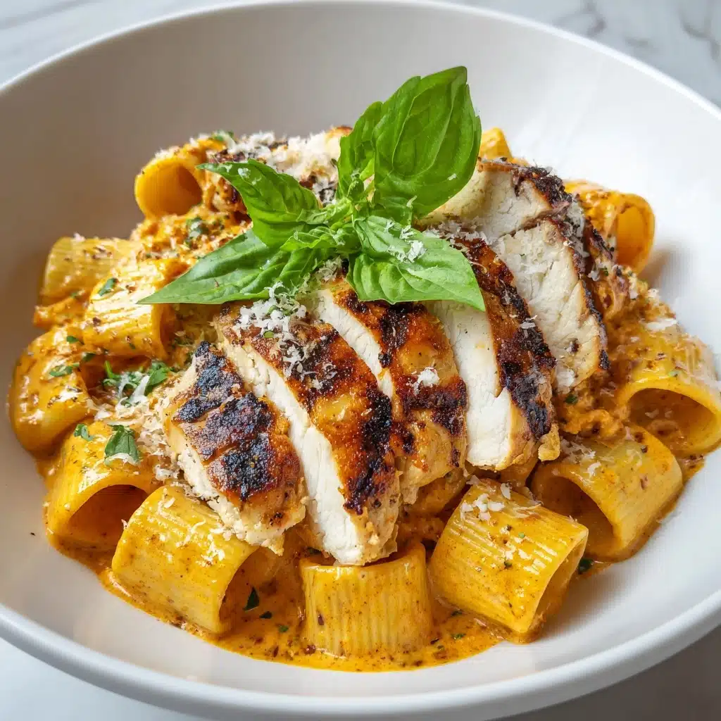 Burst Cherry Tomato Basil Chicken Rigatoni Recipe