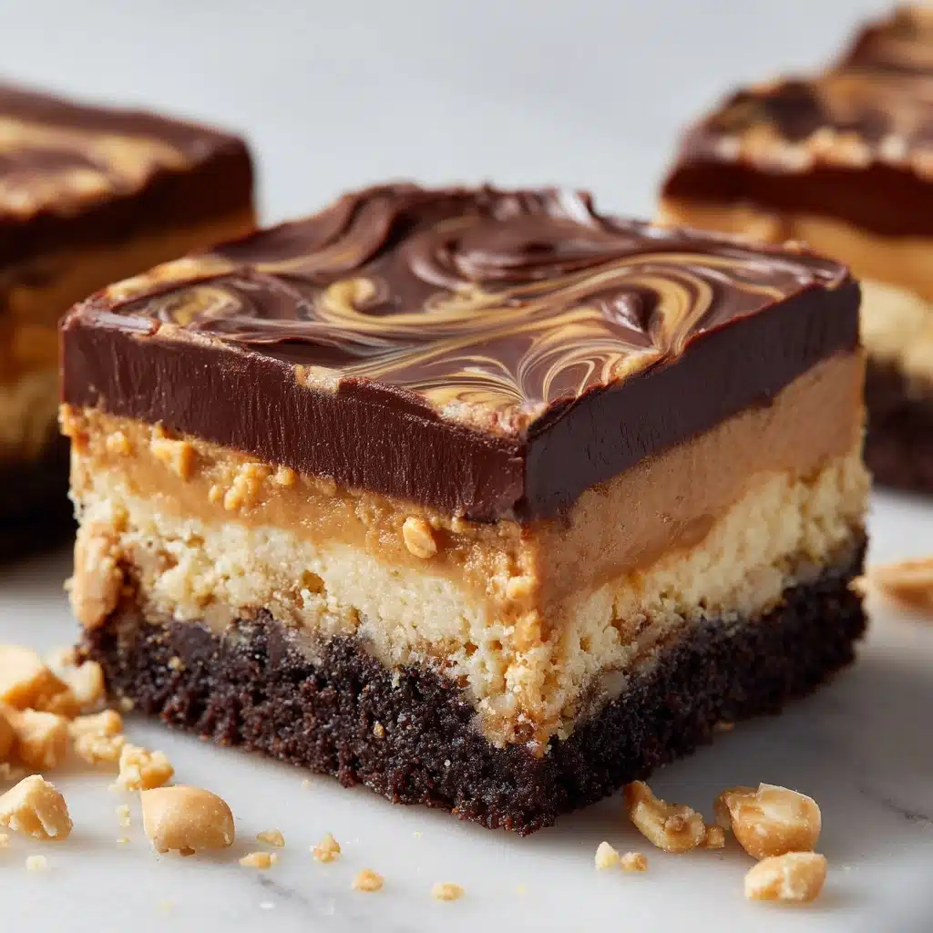 Chocolate Peanut Butter Ooey Gooey Butter Bars Recipe - Recipe Image