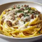 Cheesy Beef Alfredo with Linguine Recipe