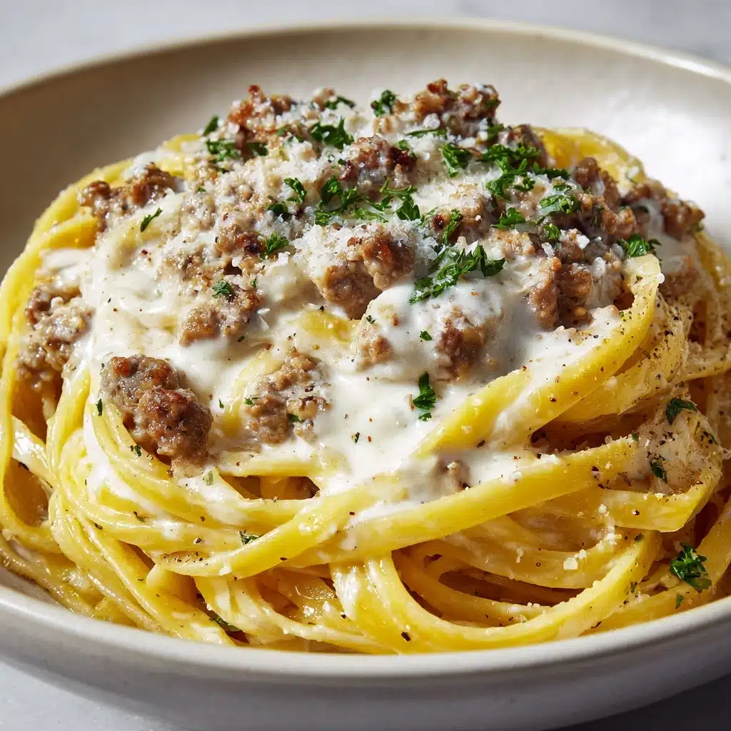 Cheesy Beef Alfredo with Linguine Recipe