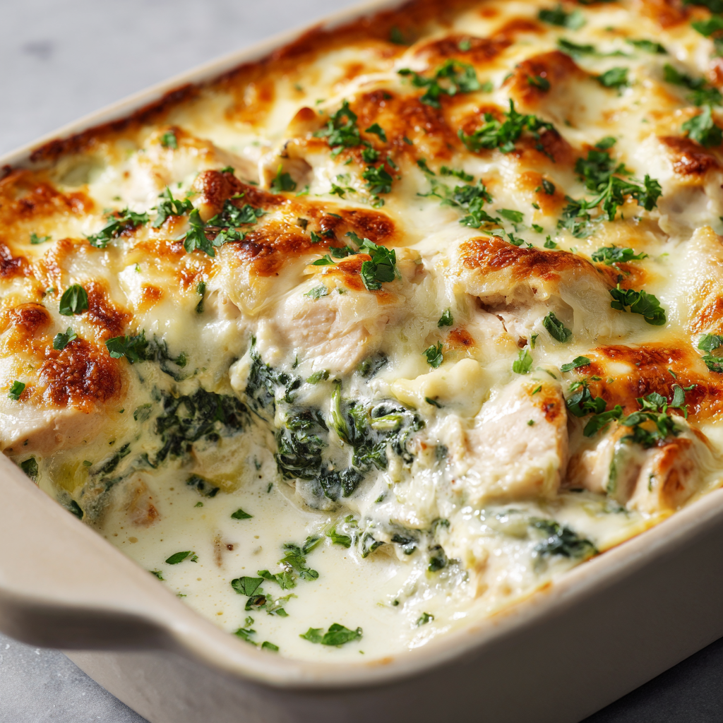Spinach Artichoke Chicken Casserole Recipe - Recipe Image