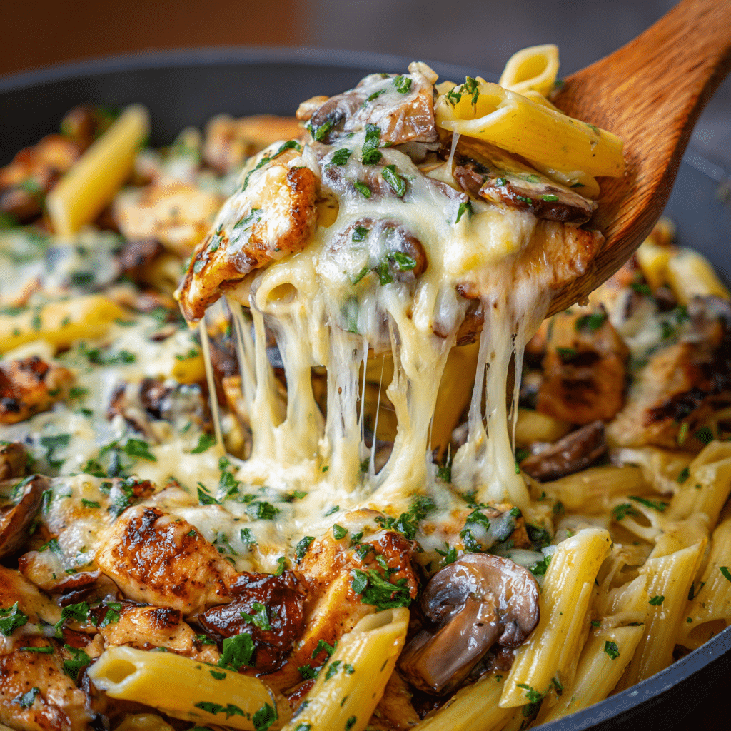 Creamy Chicken & Mushroom Pasta Recipe - Recipe Image