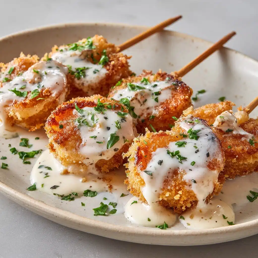 Shrimp Alfredo Corn Dog Sticks Recipe - Recipe Image
