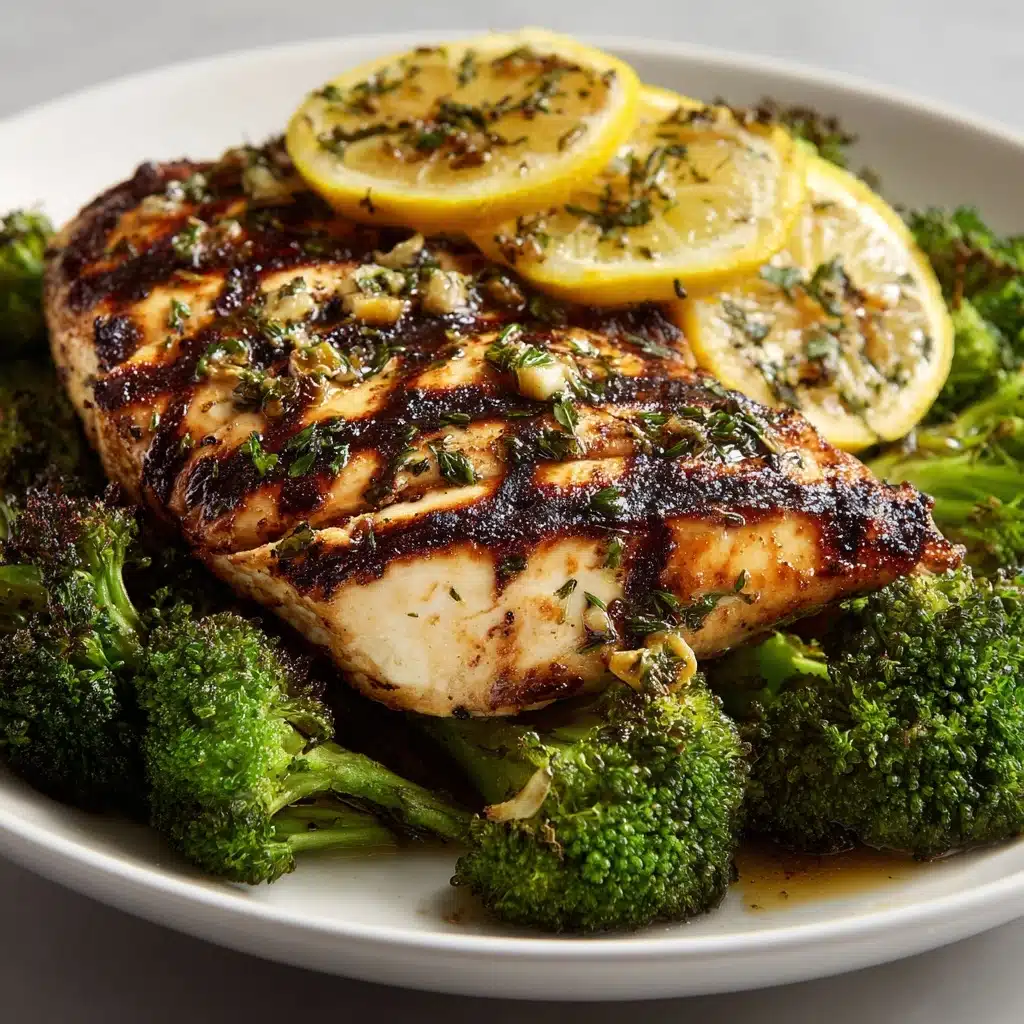 Grilled Lemon Garlic Chicken with Roasted Broccoli Recipe - Recipe Image