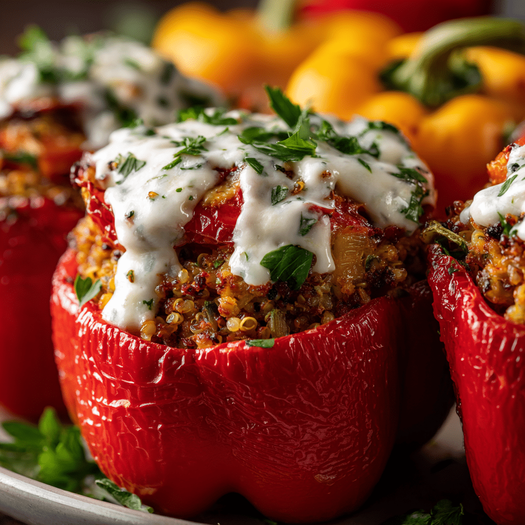 Greek Stuffed Peppers with Tzatziki Sauce Recipe - Recipe Image