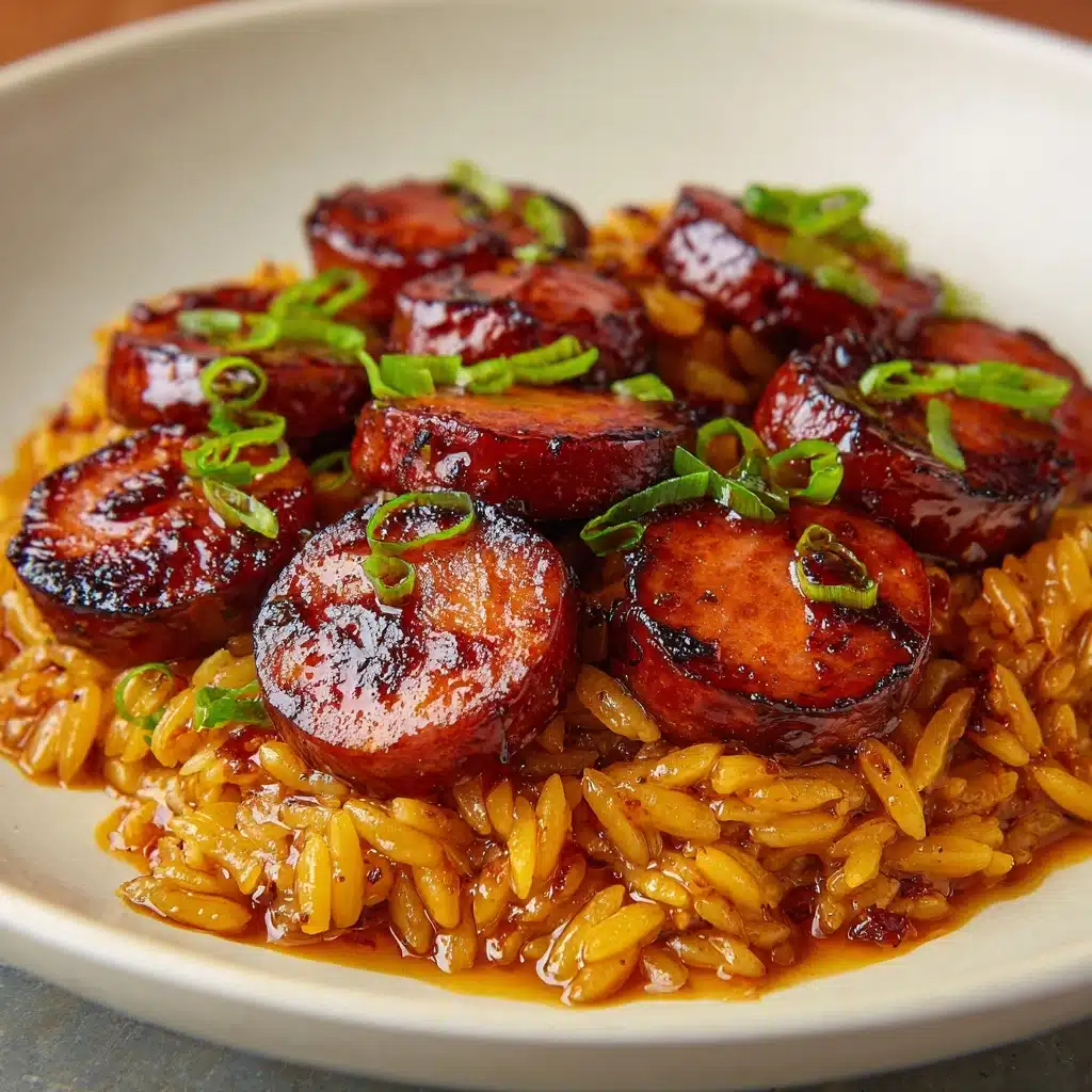 One-Pan Sweet & Tangy BBQ Sausage Rice Recipe - Recipe Image