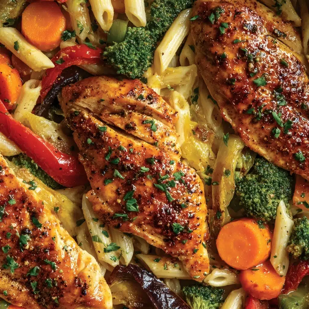 Honey Garlic Chicken with Roasted Veggie Penne Recipe - Recipe Image