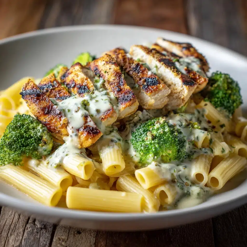 Tuscan Chicken with Creamy Broccoli Alfredo Penne Recipe - Recipe Image