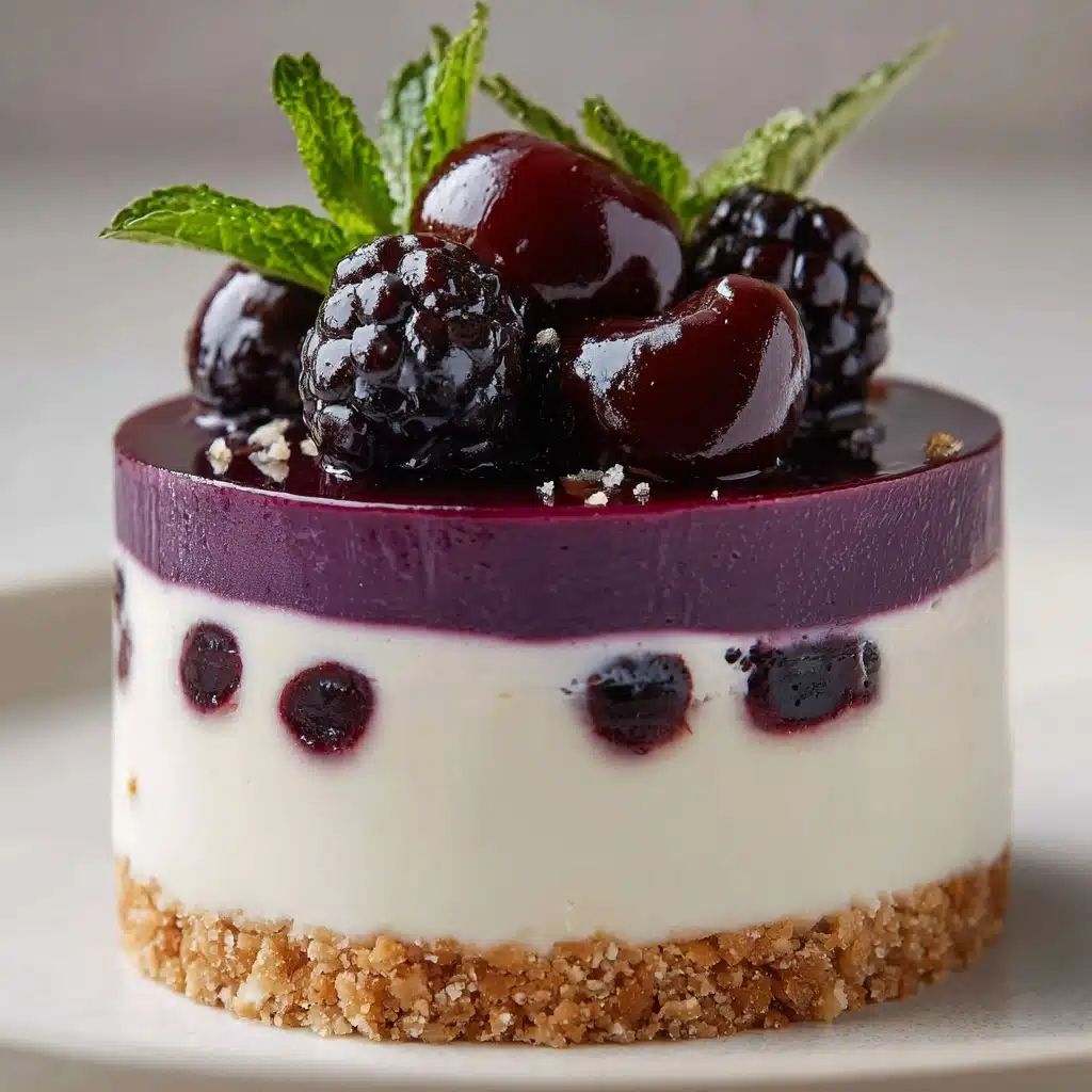 Elegant White Chocolate Blackberry Mousse Cheesecake Recipe - Recipe Image