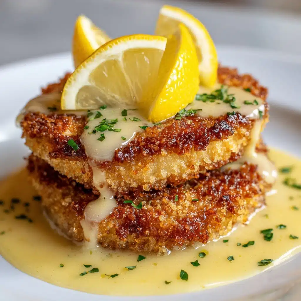 Lemon Pecorino Crusted Chicken with Creamy Lemon Sauce Recipe - Recipe Image