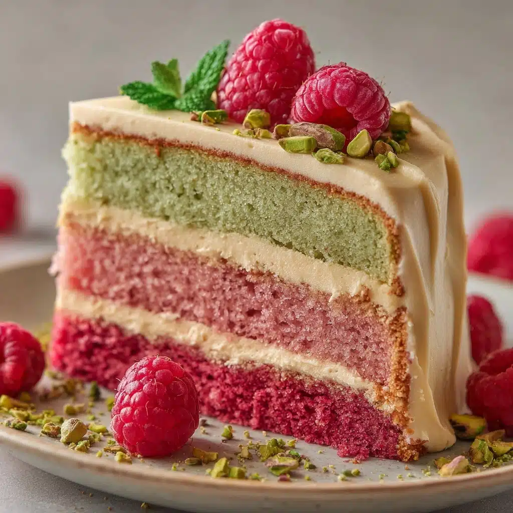 Sweet Pistachio Raspberry Layer Cake Recipe - Recipe Image
