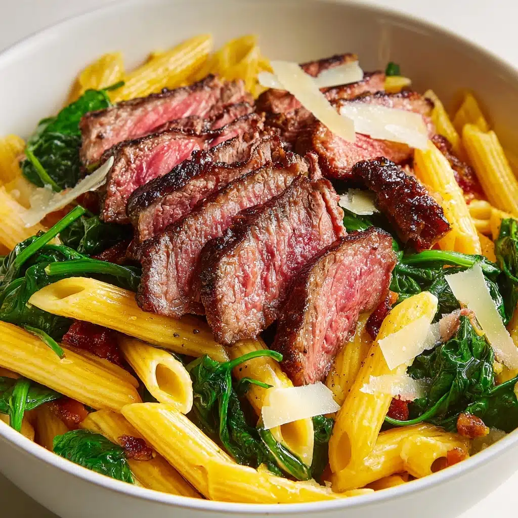 Steak Pasta with Creamy Garlic Sauce Recipe - Recipe Image