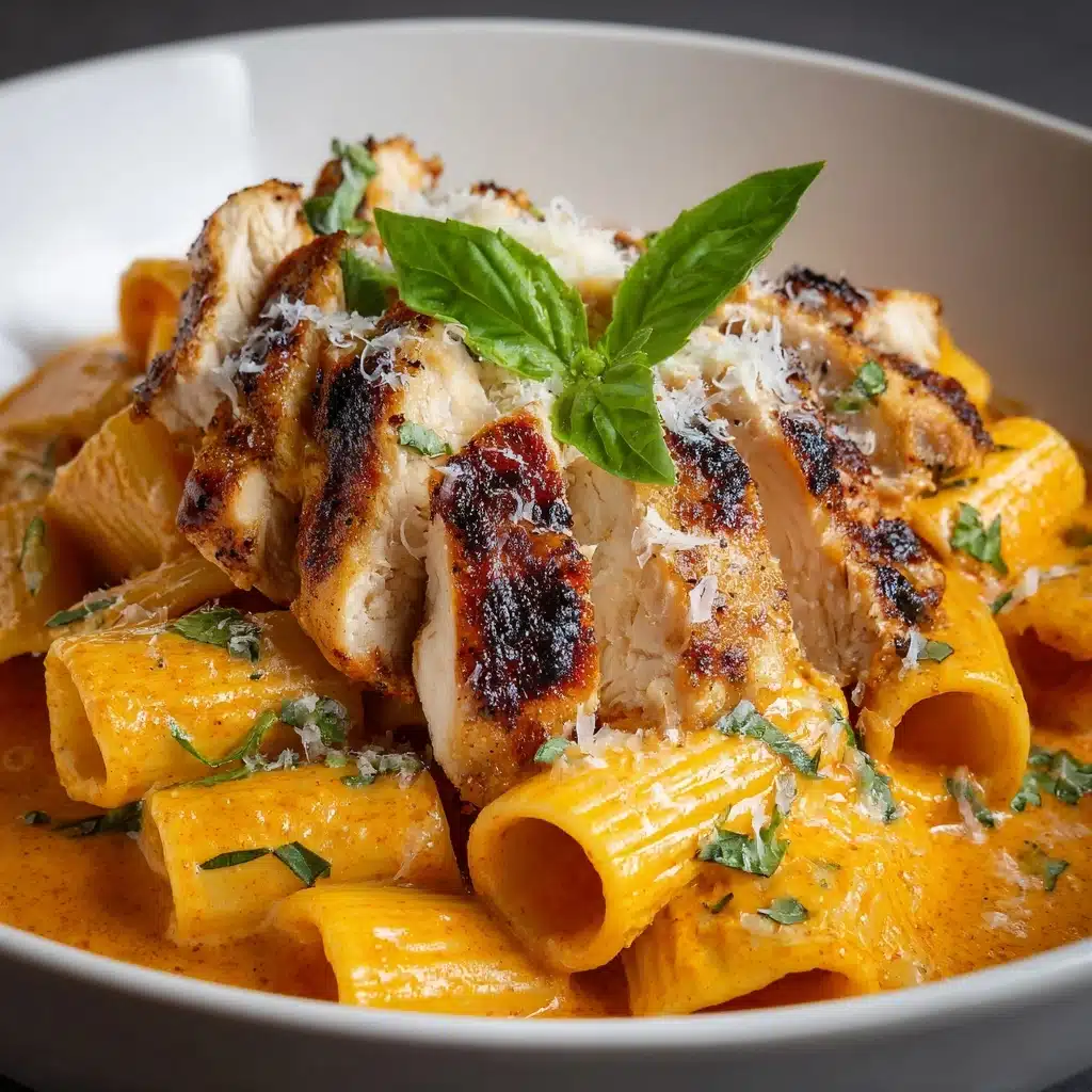Burst Cherry Tomato Basil Chicken Rigatoni Recipe - Recipe Image