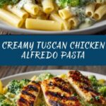 Tuscan Chicken with Creamy Broccoli Alfredo Penne Recipe