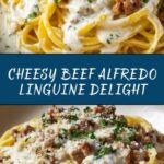 Cheesy Beef Alfredo with Linguine Recipe