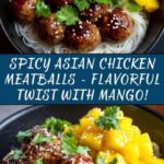 Spicy Asian Chicken Meatballs with Rice Noodles and Mango Recipe