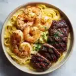 Blackened Steak and Shrimp Alfredo Recipe