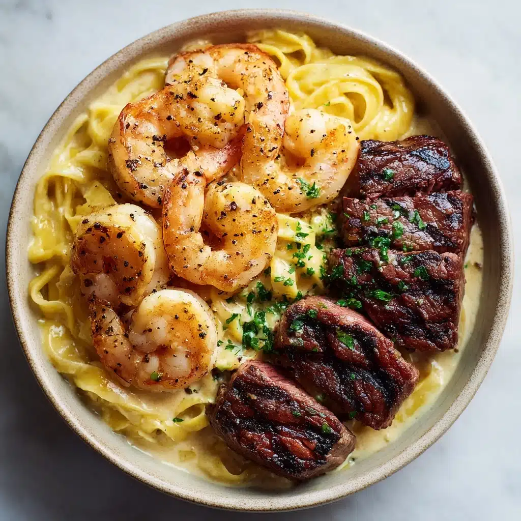 Blackened Steak and Shrimp Alfredo Recipe