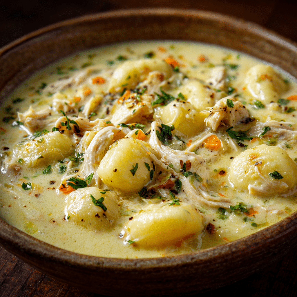 Creamy Garlic Chicken Gnocchi Soup Recipe - Recipe Image