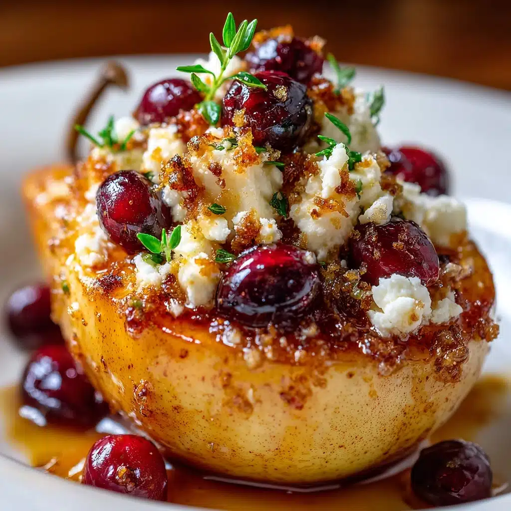 Baked Pears with Goat Cheese, Honey, and Cranberries Recipe - Recipe Image