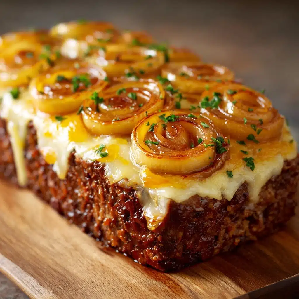 Crockpot French Onion Meatloaf with Melted Swiss Cheese Recipe