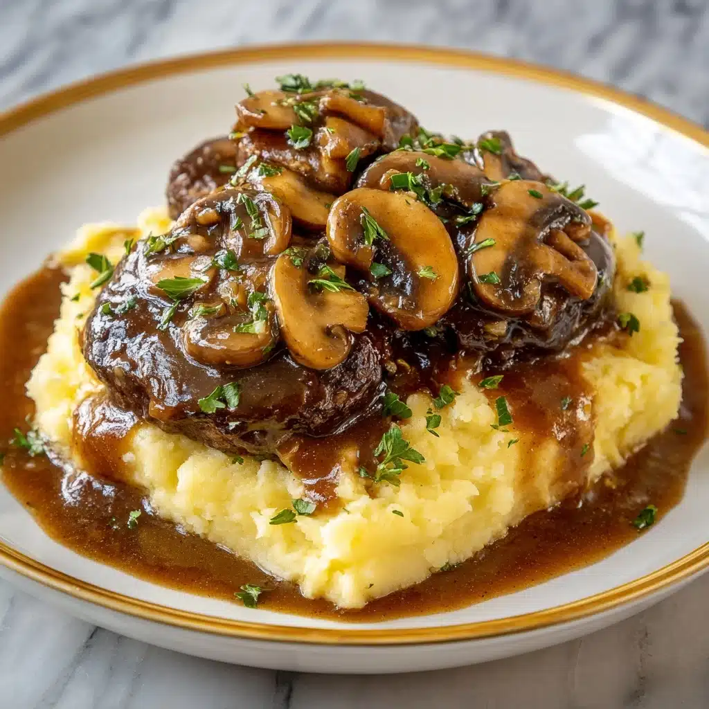 Bobby Flay Salisbury Steak with Mushroom Gravy Recipe - Recipe Image