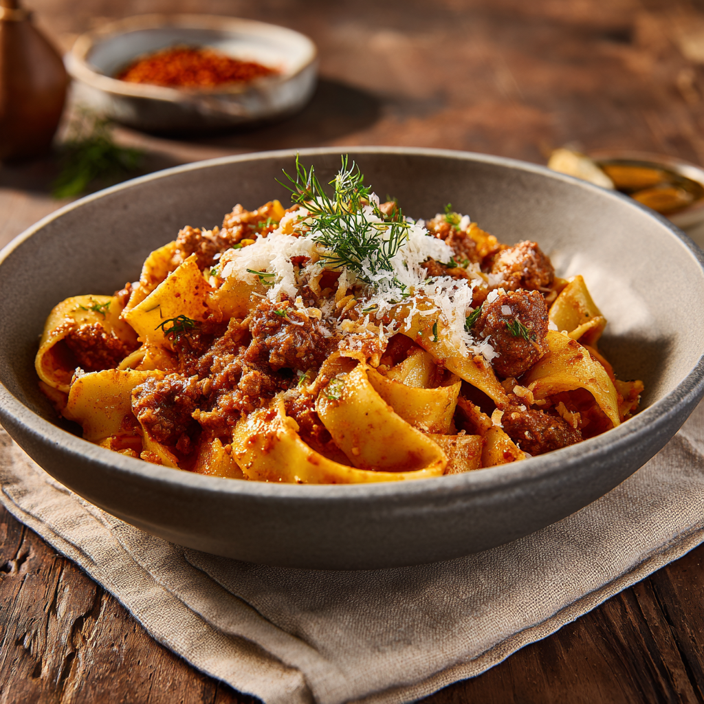 i Pappardelle with Beef Sausage & Fennel Recipe