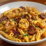 Creamy Cajun Pasta with Shrimp and Spicy Sausage Recipe