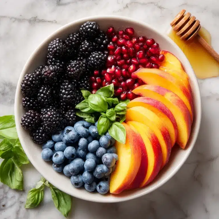 Honey Lime Basil Peach Fruit Salad Recipe