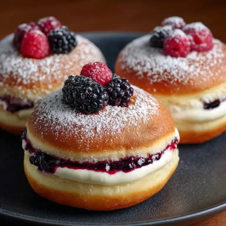 Summer Fruit Cheesecake Stuffed Brioche Doughnuts Recipe