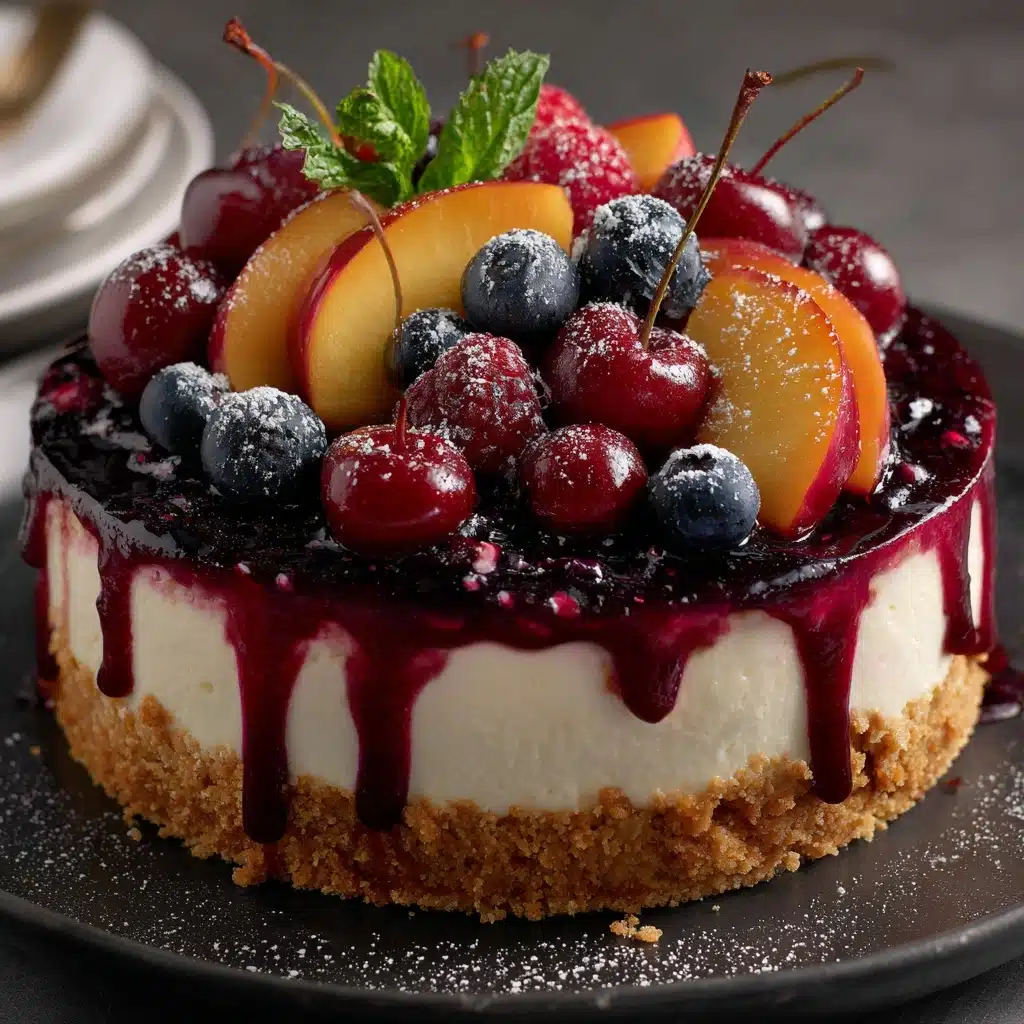 Summer Berry Peach Cheesecake Recipe - Recipe Image