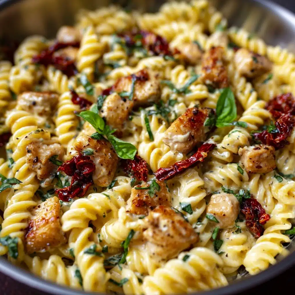 One-Pot Creamy Sun Dried Tomato Chicken Pasta Recipe - Recipe Image