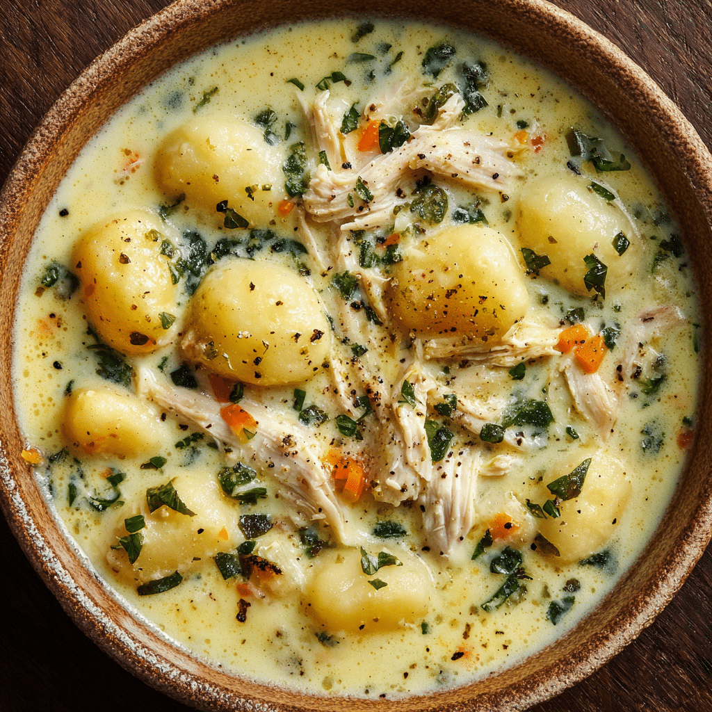 Creamy Garlic Chicken Gnocchi Soup Recipe - Recipe Image