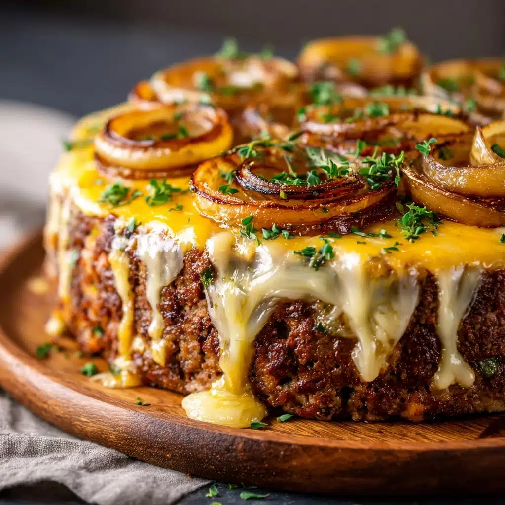 Crockpot French Onion Meatloaf with Melted Swiss Cheese Recipe - Recipe Image