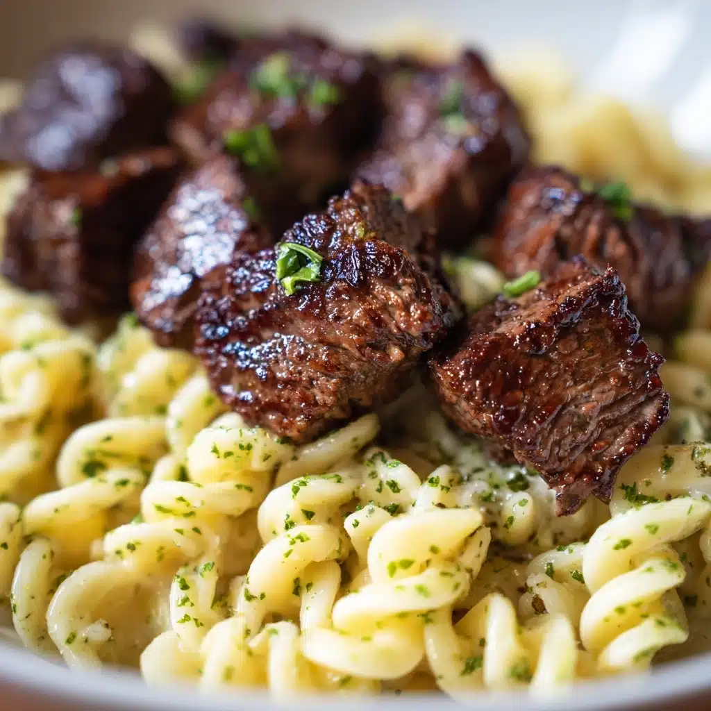 Sizzling Garlic Butter Steak Bites & Creamy Pepper Jack Pasta Recipe - Recipe Image